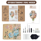 Bouquet– DIY Wooden Clock, 3D Puzzle Craft Kit