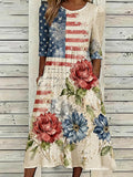 Women'S Flag  Printed Casual Dress