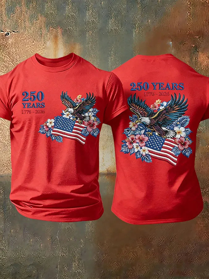 Men'S Retro American Independence Day Printed Short Sleeved T-Shirt