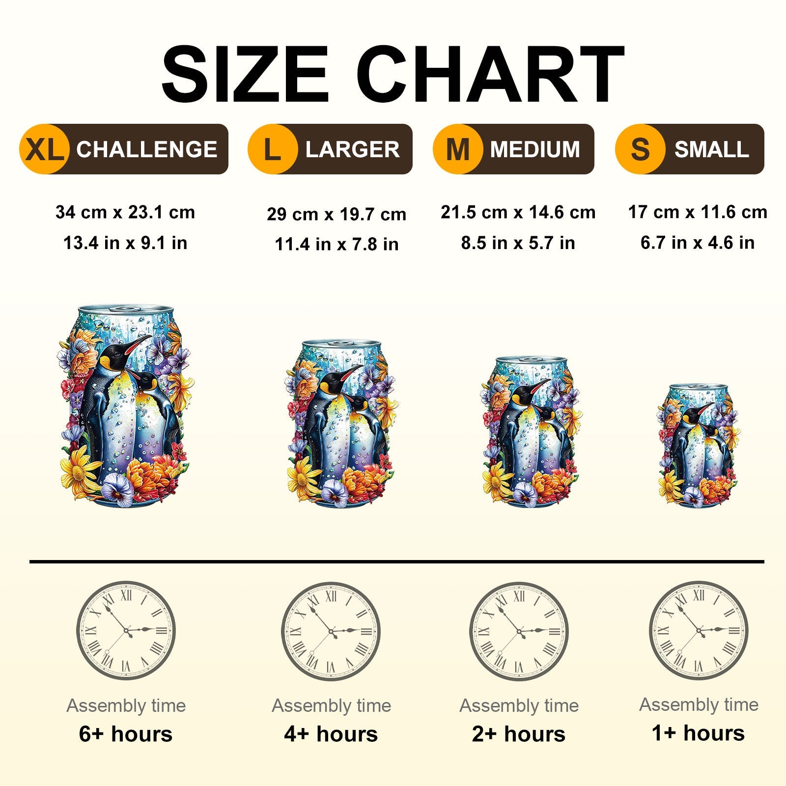 Floral Penguins Wooden Jigsaw Puzzle