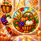 Tanksgiving Acrylic Jigsaw Puzzle Suncatcher -  Blessed Harvest Basket