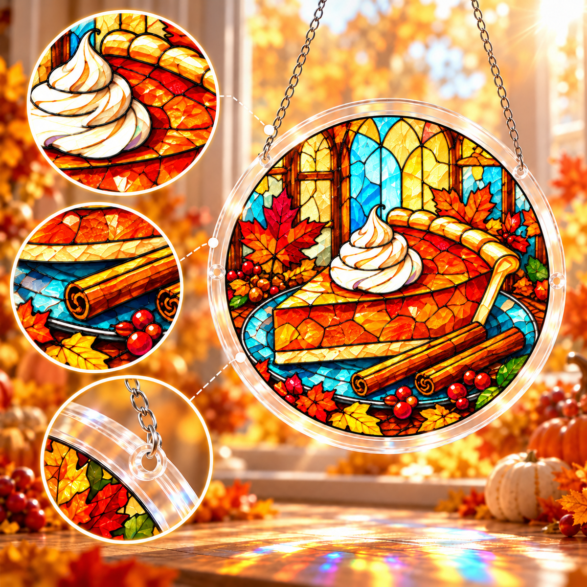 Tanksgiving Acrylic Jigsaw Puzzle Suncatcher - Pumpkin Pie