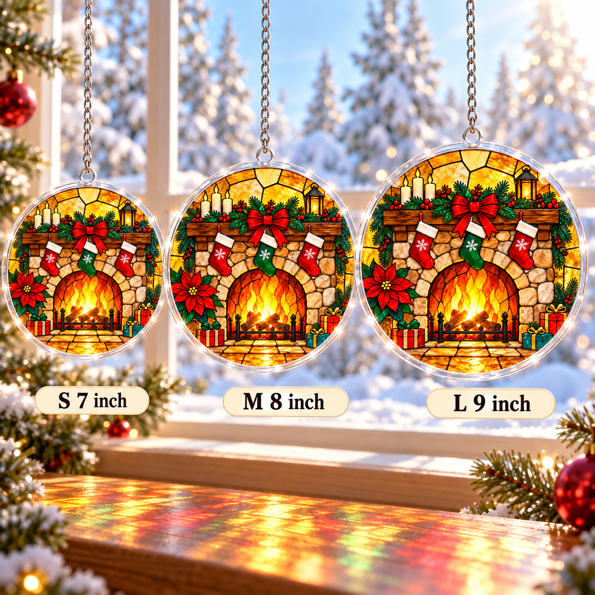 Christmas Acrylic Jigsaw Puzzle Suncatcher - Hearth Glow