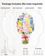 Acrylic Tabletop Suncatcher - Pink Lily & Daffodil Bouquet