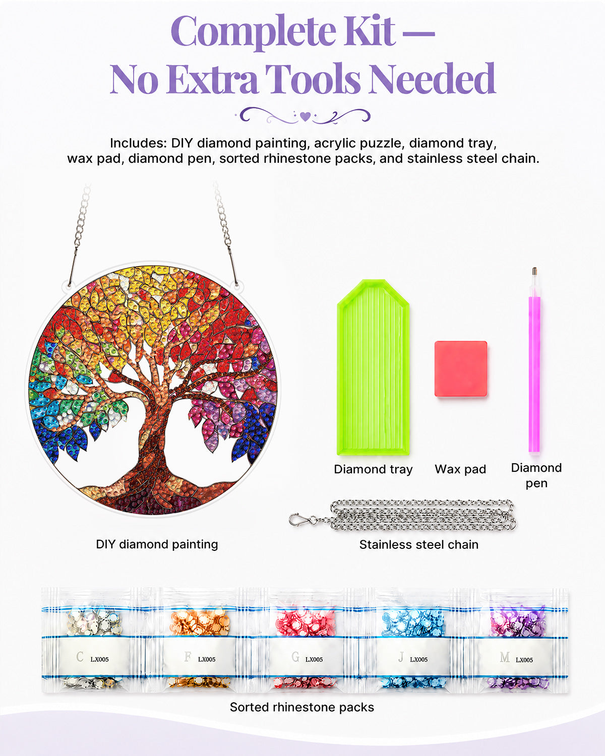 5D DIY Diamond Painting Suncatcher Kit - Rainbow Tree of Life