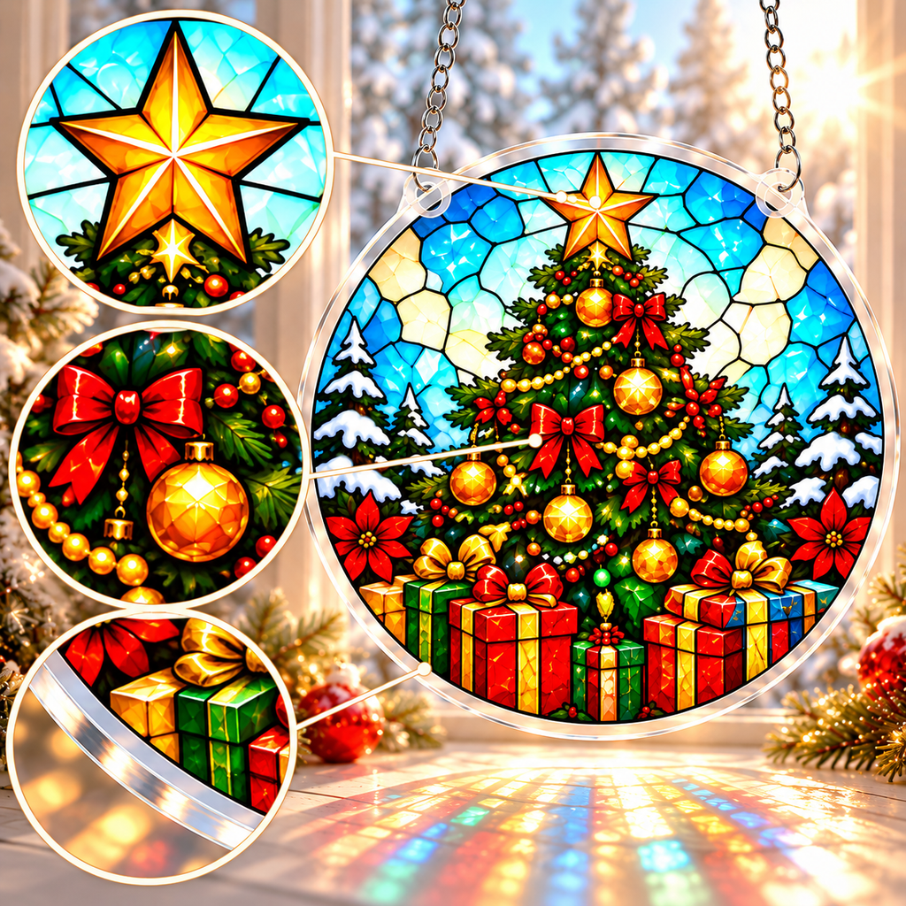 Christmas Acrylic Jigsaw Puzzle Suncatcher - Tree Glow