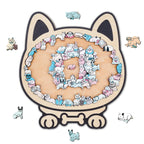 Morandi-Colored Cute Dog Shaped Wooden Jigsaw Puzzle