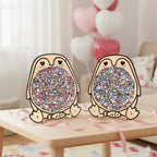 Cute Lover Penguin Shaped Wooden Jigsaw Puzzle