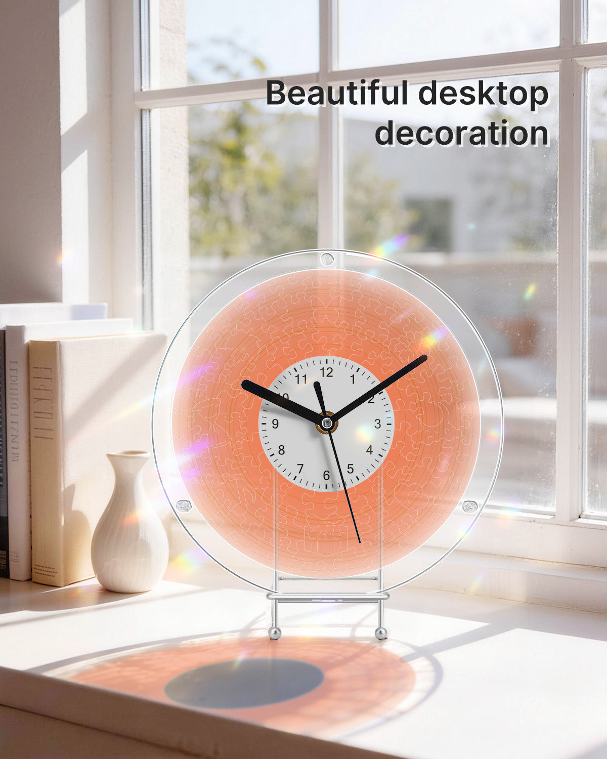 DIY Acrylic Puzzle Clock Kit - Vibrant Orange