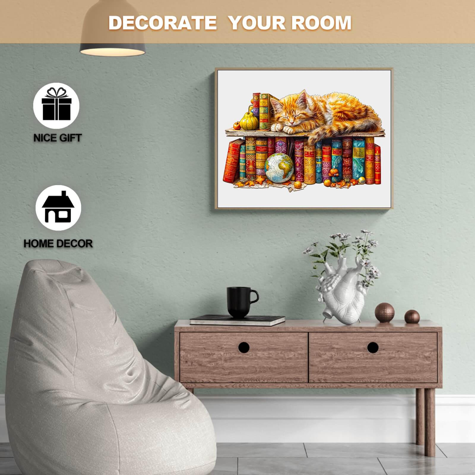 Dreamy Tabby Cat Wooden Jigsaw Puzzle