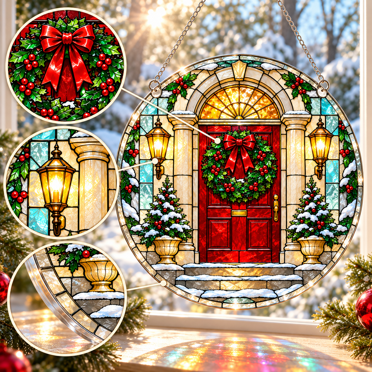 Christmas Acrylic Jigsaw Puzzle Suncatcher - Welcome Door