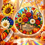 Tanksgiving Acrylic Jigsaw Puzzle Suncatcher -  Fall Flower Market