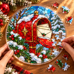 Christmas Acrylic Jigsaw Puzzle Suncatcher - Arctic Mailbox
