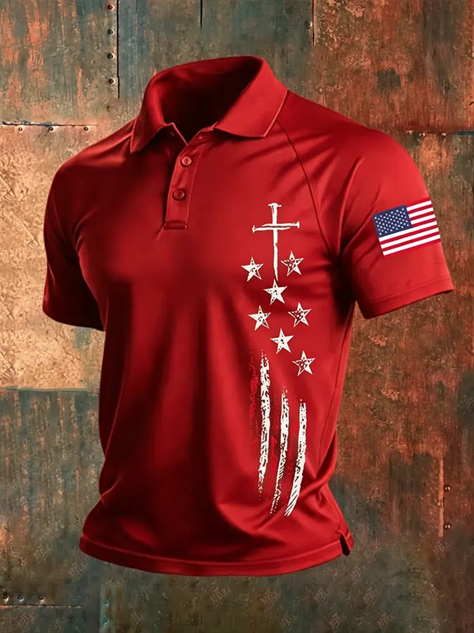 Men's casual waffle Patriot Polo