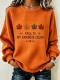 Women's Maple Leaf Printed Round Neck Checkered Sports Shirt