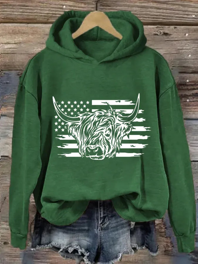 Women's Highland Cows Print Casual Hoodie