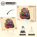 Colorful fabric cat Wooden Jigsaw Puzzle