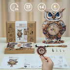 Mechanical Owl – DIY Wooden Clock , 3D Puzzle Craft Kit