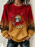 Women'S Football Print Long Sleeved Round Neck Sweatshirt