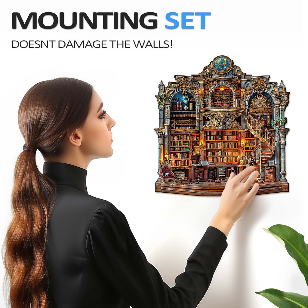 Gothic Revival Bookstore Wooden Jigsaw Puzzle