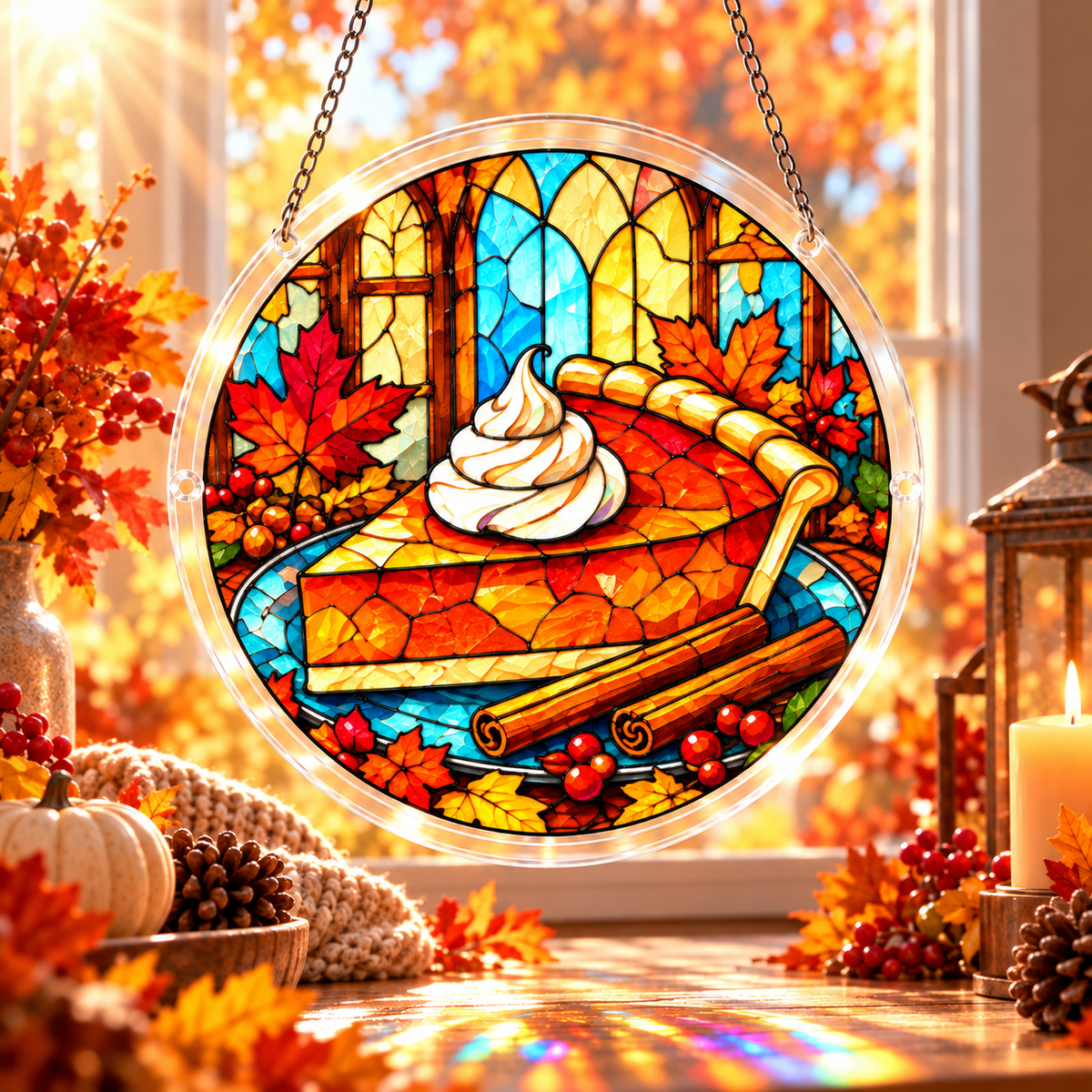 Tanksgiving Acrylic Jigsaw Puzzle Suncatcher - Pumpkin Pie