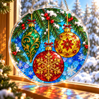 Christmas Acrylic Jigsaw Puzzle Suncatcher - Ornament Splendor