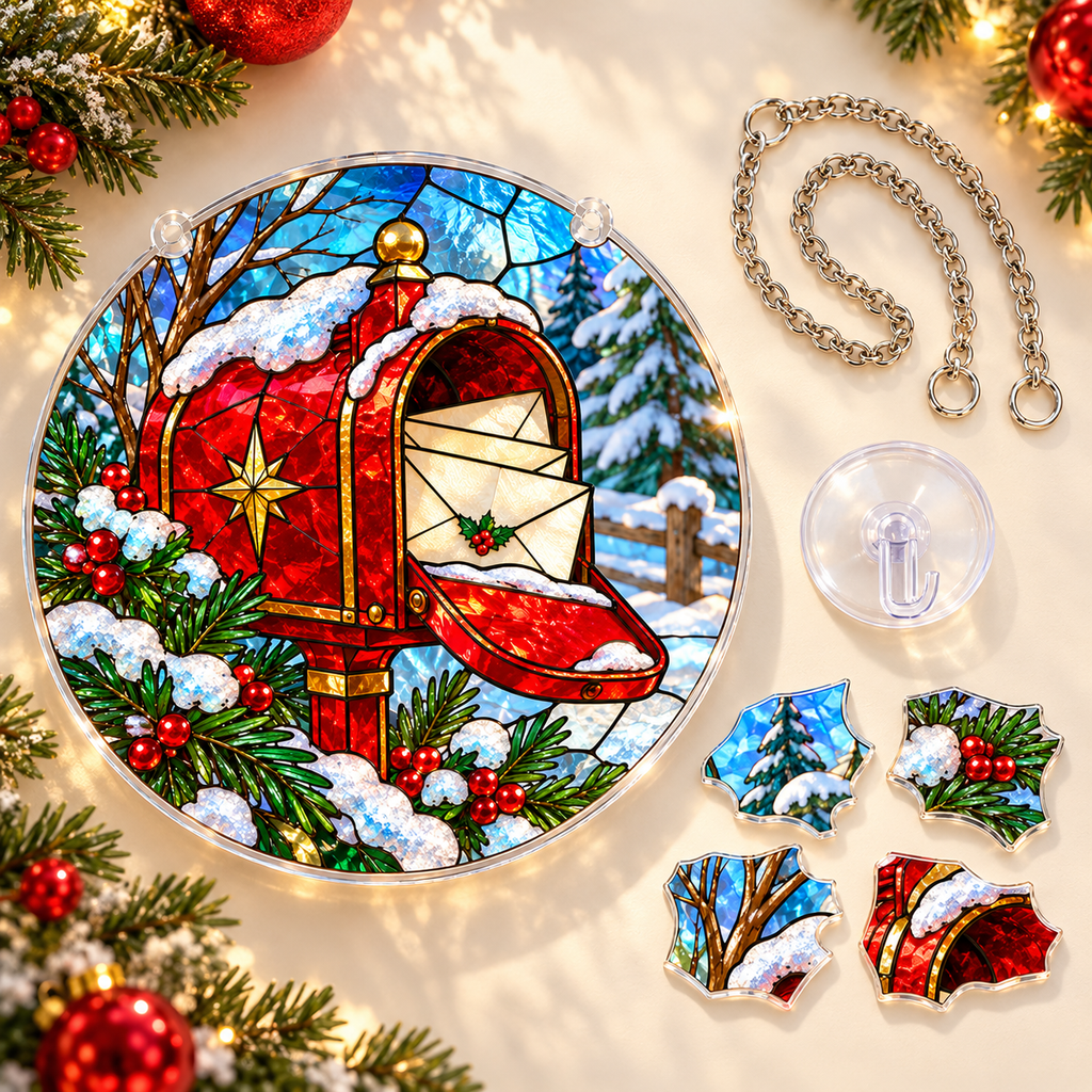 Christmas Acrylic Jigsaw Puzzle Suncatcher - Arctic Mailbox