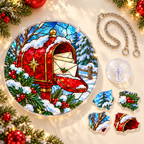Christmas Acrylic Jigsaw Puzzle Suncatcher - Arctic Mailbox