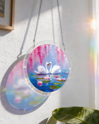 Swans in Blossom Lake Light Suncatcher-Acrylic Window Art