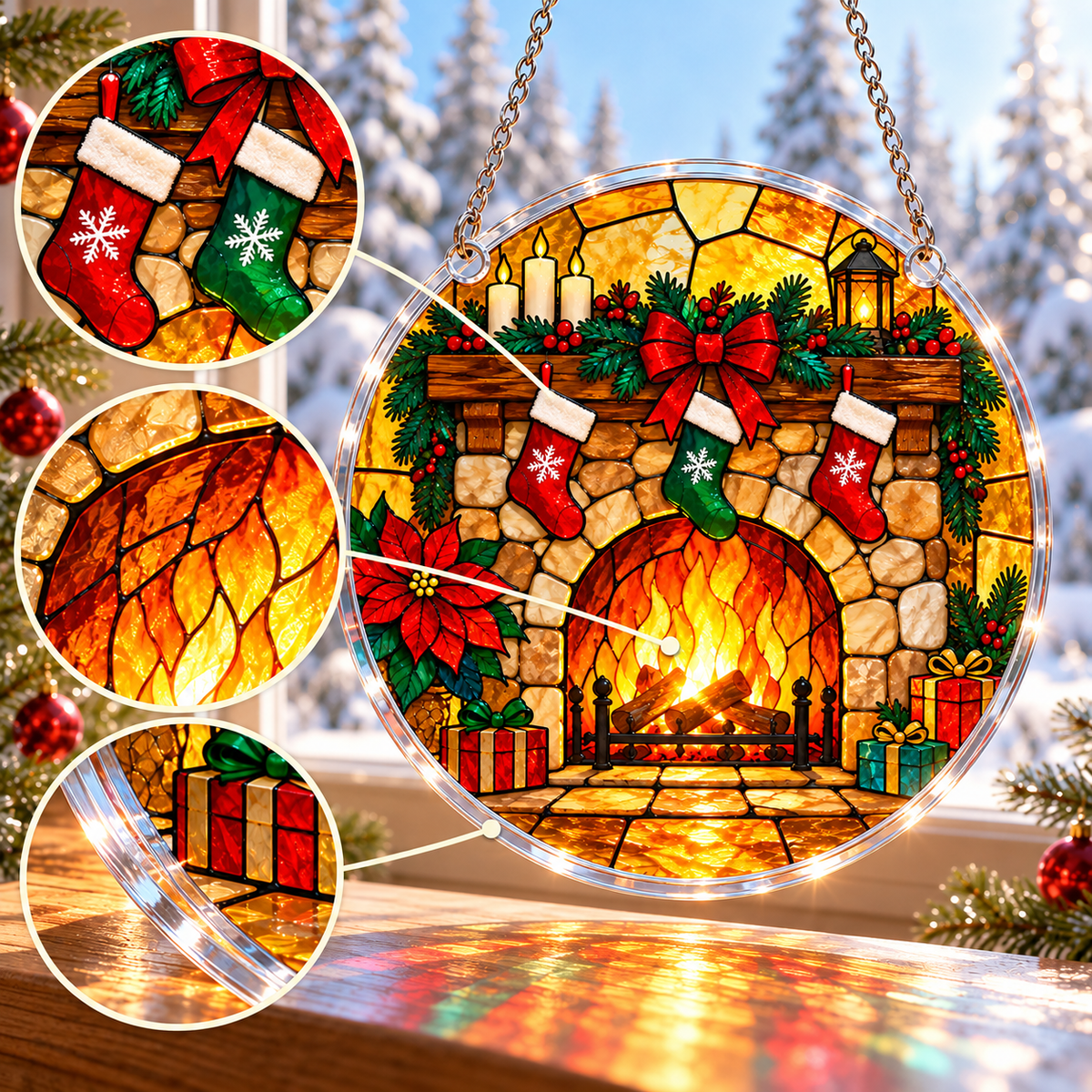 Christmas Acrylic Jigsaw Puzzle Suncatcher - Hearth Glow