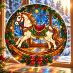 Christmas Acrylic Jigsaw Puzzle Suncatcher - Rocking Horse