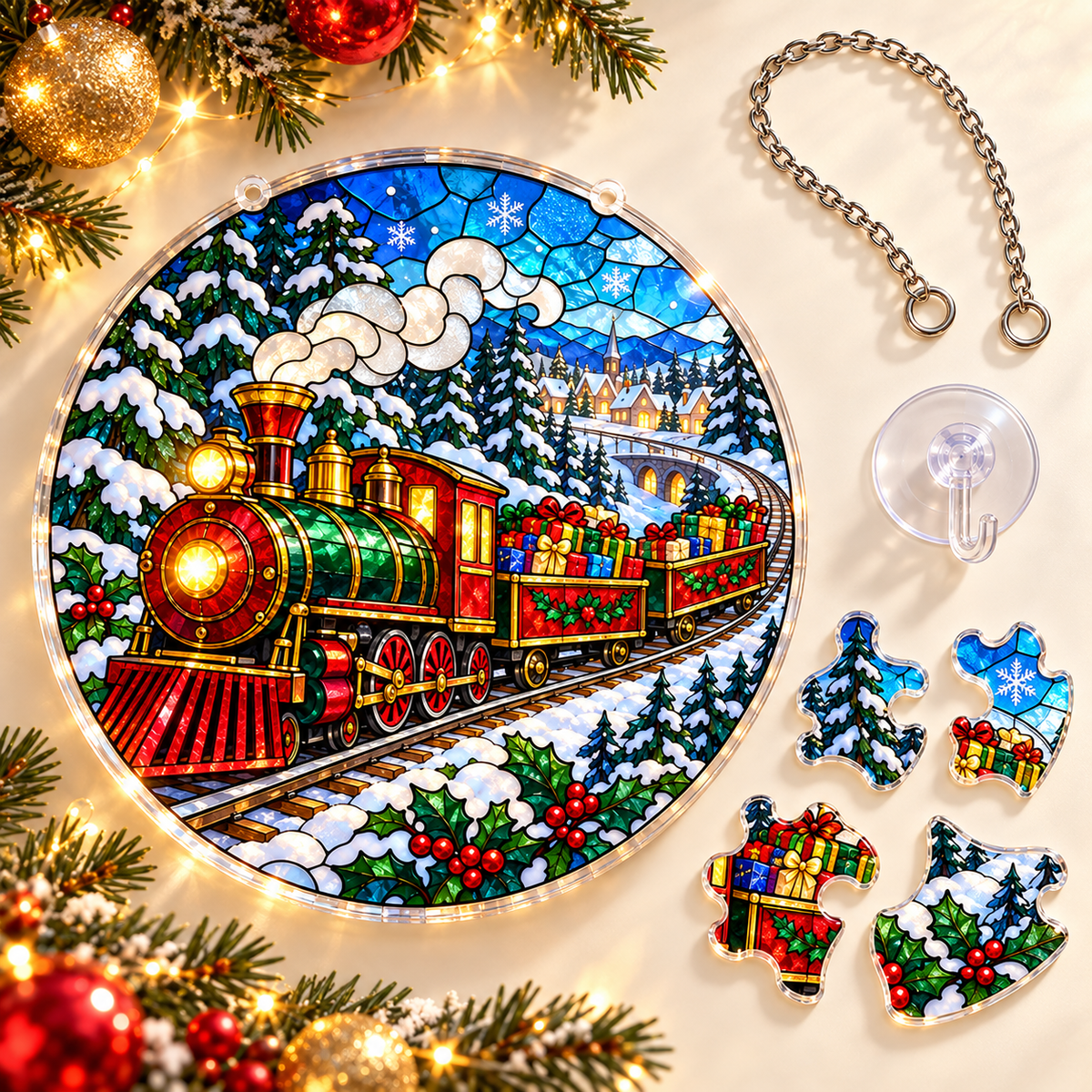 Christmas Acrylic Jigsaw Puzzle Suncatcher - Gift Express