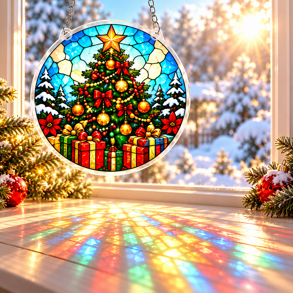 Christmas Acrylic Jigsaw Puzzle Suncatcher - Tree Glow