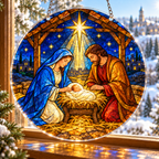 Christmas Acrylic Jigsaw Puzzle Suncatcher - Nativity Christmas Light
