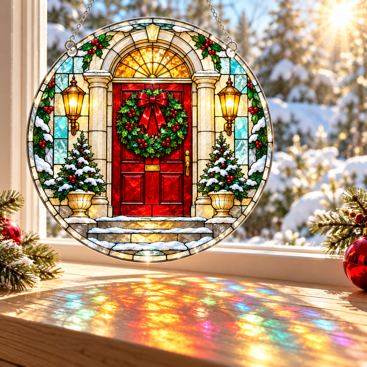 Christmas Acrylic Jigsaw Puzzle Suncatcher - Welcome Door