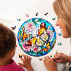 Stained Glass Butterfly Wooden Jigsaw Puzzle