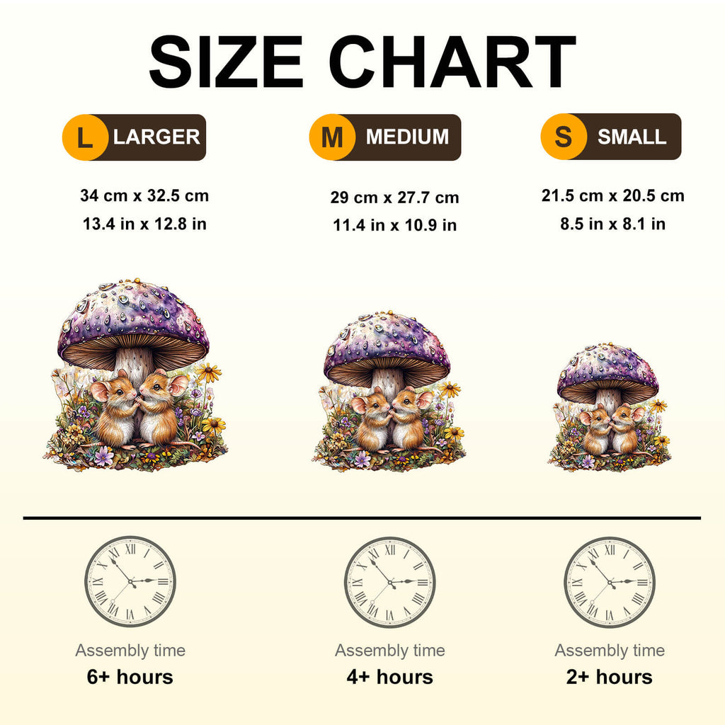 Mice and mushrooms Wooden Jigsaw Puzzle