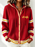 Women'S Football Fan Printed Casual Hooded Sweatshirt