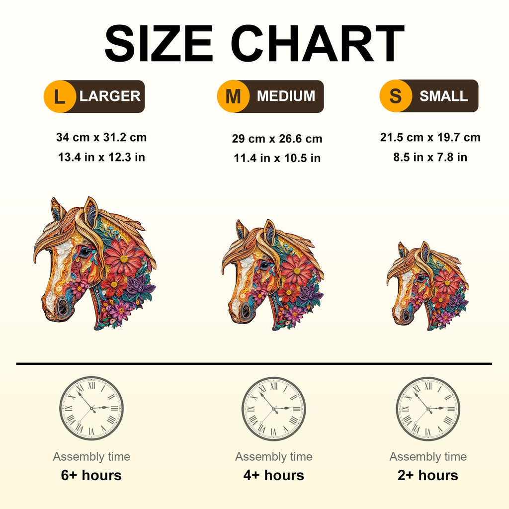 Floral Horse Wooden Jigsaw Puzzle