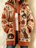Women'S Autumn Cat Printed Casual Cardigan