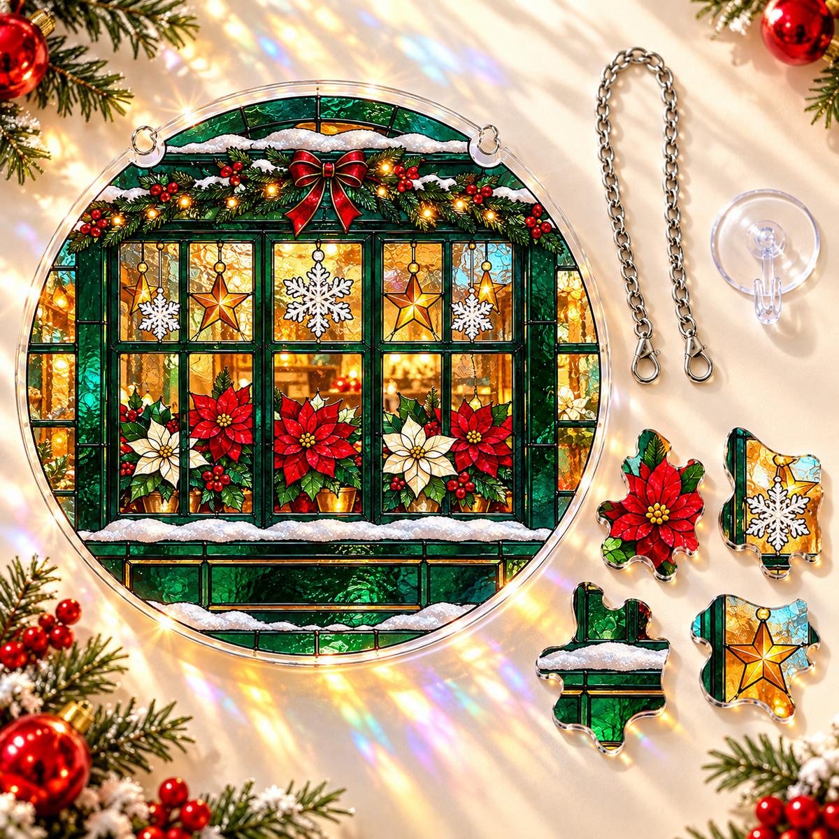 Christmas Acrylic Jigsaw Puzzle Suncatcher - Window Wishes