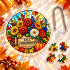 Tanksgiving Acrylic Jigsaw Puzzle Suncatcher -  Fall Flower Market