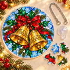 Christmas Acrylic Jigsaw Puzzle Suncatcher - Bells & Holly