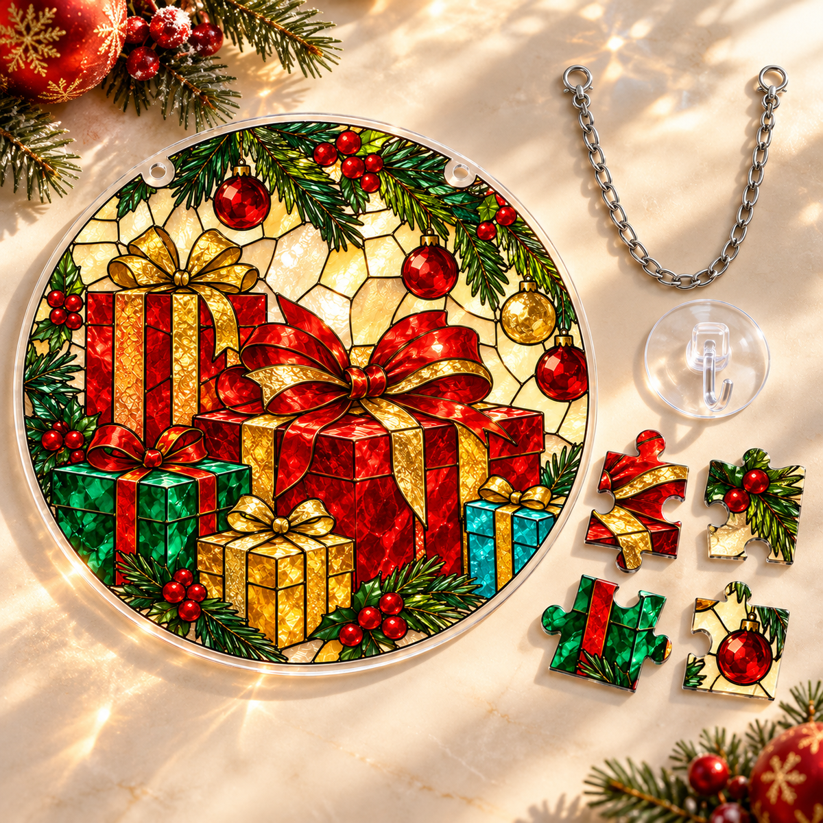 Christmas Acrylic Jigsaw Puzzle Suncatcher - Gift Corner