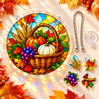 Tanksgiving Acrylic Jigsaw Puzzle Suncatcher -  Blessed Harvest Basket
