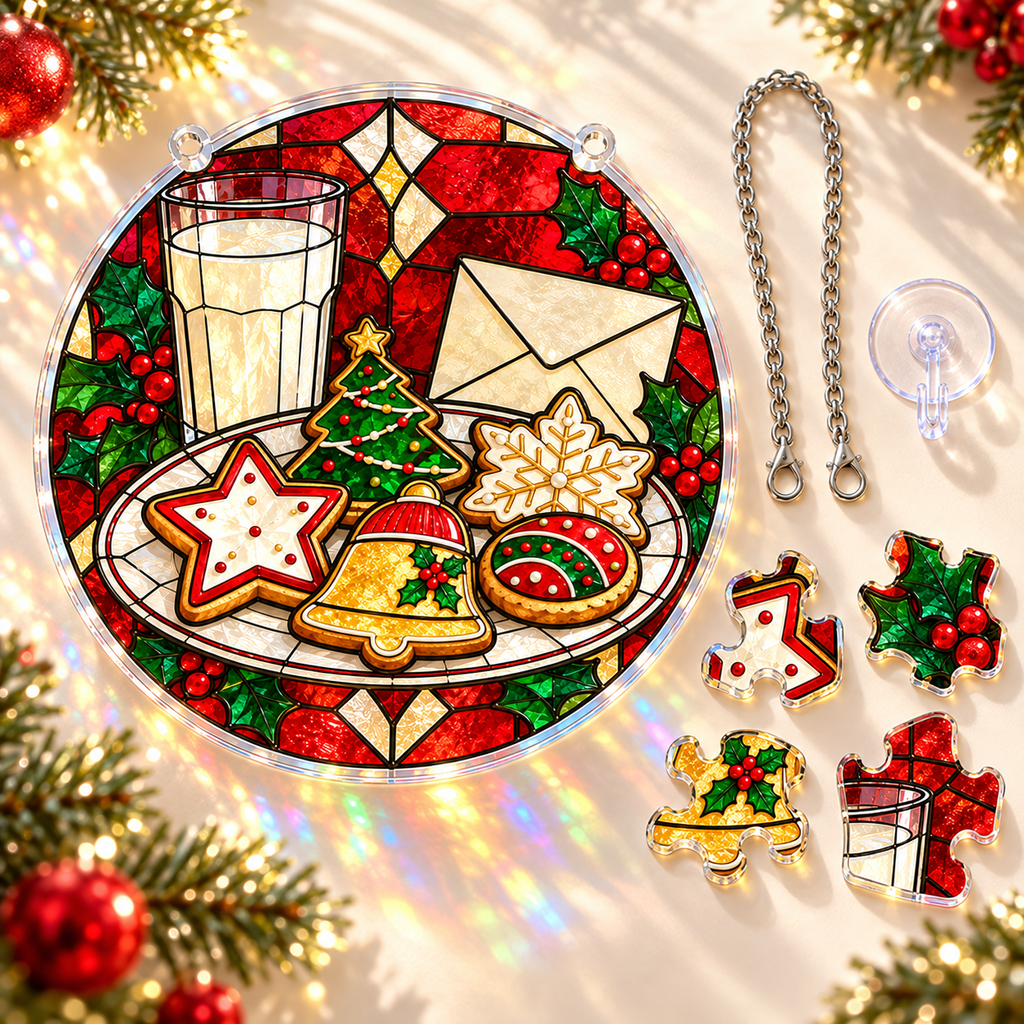 Christmas Acrylic Jigsaw Puzzle Suncatcher - Cookies for Santa