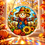Tanksgiving Acrylic Jigsaw Puzzle Suncatcher - Autumn Scarecrow