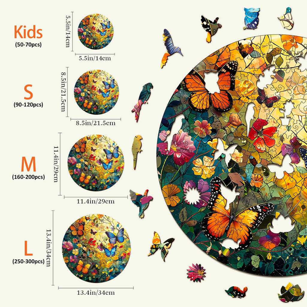 Butterflies and Flowers Wooden Jigsaw Puzzle