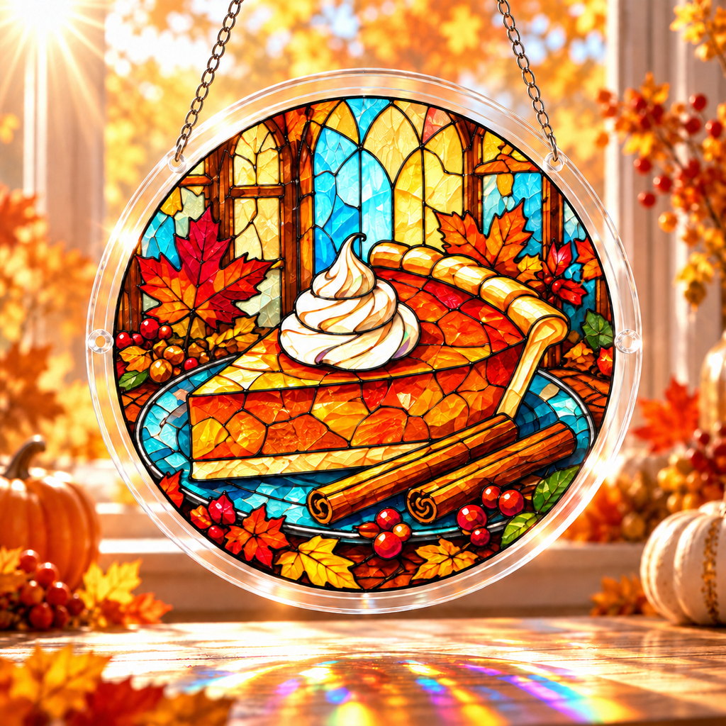 Tanksgiving Acrylic Jigsaw Puzzle Suncatcher - Pumpkin Pie