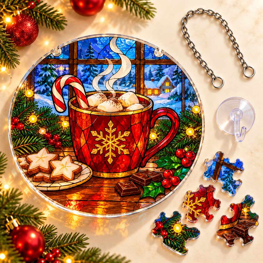 Christmas Acrylic Jigsaw Puzzle Suncatcher - Cocoa Treats